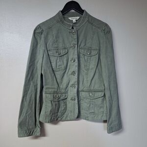 St. John's Bay 4 Pockets Utility Cargo Jacket 100% Cotton Green Medium